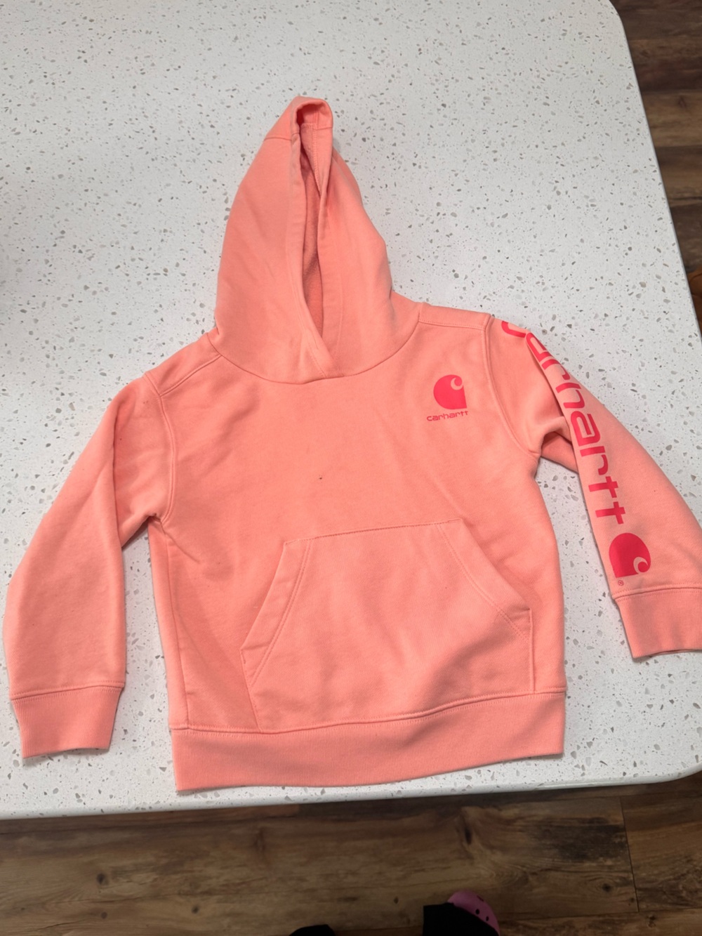Carhartt Kids Peach Hoodie with Sleeve Logo
